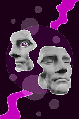 포토 JPG 해외이미지 얼굴 예술 분홍색 컨셉 추상 미술 사람없음 보라색 원형 팝아트 콜라주 해외포토 도형 컬러 무늬 문화예술 신체부위 그림 파일형식 이미지허브