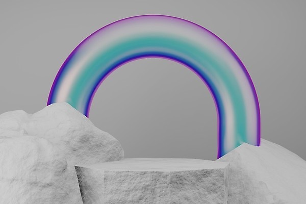 포토 JPG 해외이미지 디자인 백그라운드 무지개 사람없음 3D 공백 회색 무대 단상 포디움 목업 카피스페이스 해외포토 자연요소 컬러 디지털합성 파일형식 이미지허브