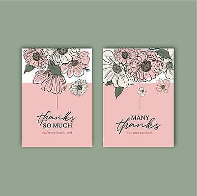 EPS 해외이미지 꽃 분홍색 잎 일러스트 봄꽃 사람없음 봄 감사카드 감사 해외일러스트 식물 계절 감정 컬러 카드_감사 파일형식 벡터 이미지허브