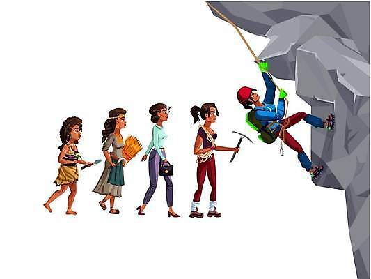 EPS 해외이미지 전신 여자 밧줄 일러스트 서기 들기 여러명 성인 다양 핸드백 비즈니스우먼 변화 암벽 오르기 암벽등반 원시인 원시시대 단계 곡괭이 암벽등반가 호미 진화_발달 성인여자만 해외일러스트 줄 다수 컨셉 가방 비즈니스 모션 사람 등산 직장인 역사 발전 농기구 여자만 성인만 파일형식 벡터 이미지허브