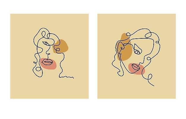 EPS 해외이미지 디자인 여자 얼굴 컨셉 곡선 일러스트 미술 그래픽 연필 머리 유행 상점 화려 우아함 낙서 스케치 심볼 사인 심플 윤곽 엘리먼트 스타일 반복 미니멀리스트 해외일러스트 선 문화예술 학용품 사람 신체부위 필기구 파일형식 벡터 이미지허브