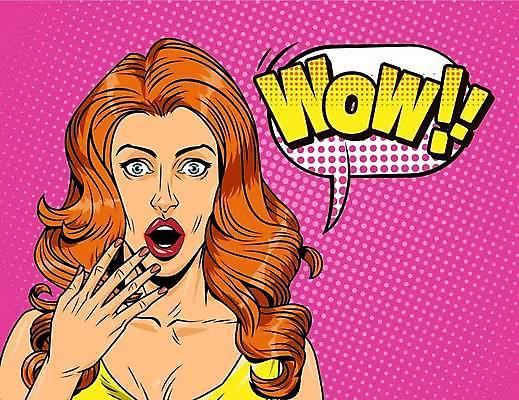 EPS 해외이미지 여자 분홍색 말풍선 일러스트 미술 한명 상반신 성인 놀람 만화 팝아트 코믹 카툰스타일 팝 스타일 성인여자한명만 와우 해외일러스트 1 감정 컬러 문화예술 표정 사람 그림 여자한명만 성인여자만 파일형식 벡터 이미지허브