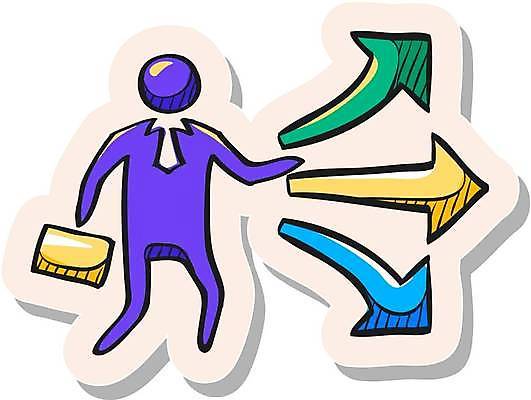 EPS 해외이미지 화살표 스티커 서류가방 일러스트 비즈니스 사업가 사람모양 들기 사람없음 보라색 선택 심볼 해외일러스트 모양 직업 컬러 컨셉 가방 모션 파일형식 벡터 이미지허브