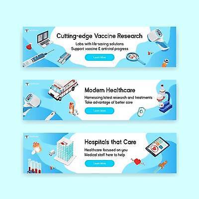 EPS 해외이미지 배너 가로배너 하늘색 일러스트 돋보기 병원 현미경 주사기 사람없음 노트북 태블릿 알약 건강관리 맥박 체온계 구급차 시험관 배너세트 비접촉체온계 해외일러스트 의학 의료기기 자동차 건강 실험기구 관리 가로 파란색 전자제품 스마트기기 세트 약 온도계 파일형식 벡터 이미지허브