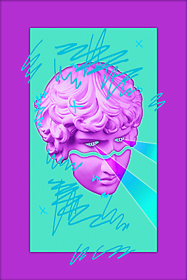 포토 JPG 해외이미지 예술 컨셉 추상 미술 사람없음 조각상 보라색 광선 팝아트 콜라주 석고상 민트색 해외포토 컬러 무늬 문화예술 조형물 그림 파일형식 이미지허브