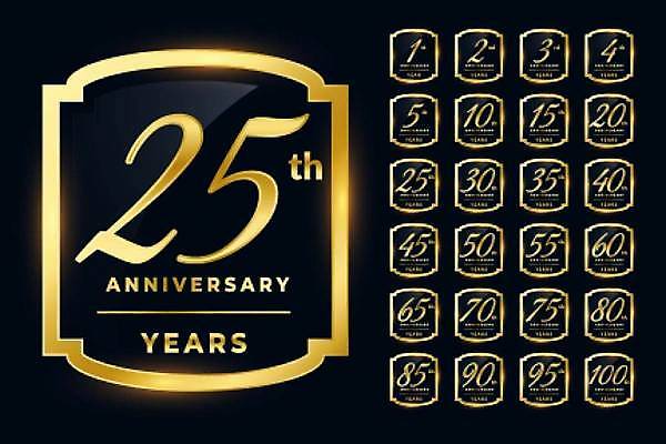 EPS 해외이미지 디자인 기념일 일러스트 이벤트 사람없음 세트 숫자 라벨 검은색 금색 축하 심볼 배지 해외일러스트 문자 컬러 컨셉 프레임 파일형식 벡터 이미지허브