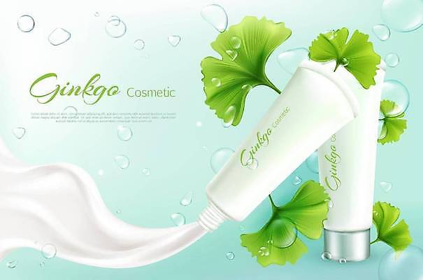 EPS 해외이미지 일러스트 사람없음 초록색 뷰티 화장품 물방울 선크림 크림 은행잎 스킨케어 민트색 핸드크림 해외일러스트 컬러 잎 파일형식 벡터 이미지허브