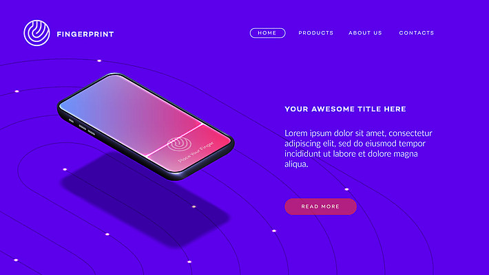 JPG 해외이미지 일러스트 모바일 사람없음 스마트폰 3D 보라색 보안 아이소메트릭 지문인식 해외일러스트 컬러 안전 핸드폰 스마트기기 디지털합성 생체인식기술 파일형식 이미지허브