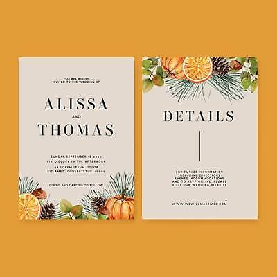 EPS 해외이미지 결혼 잎 오렌지 일러스트 호박 사람없음 회색 청첩장 초대 도토리 솔방울 해외일러스트 식물 컬러 채소 과일 카드_감사 이벤트 견과류 파일형식 벡터 이미지허브