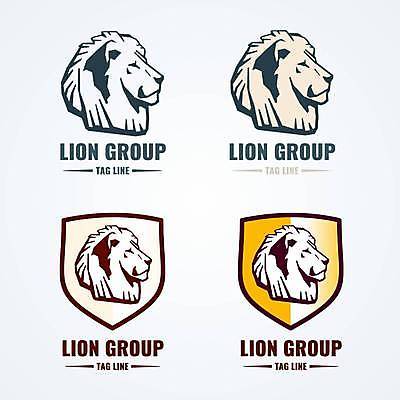 EPS 해외이미지 여러마리 일러스트 사람없음 세트 머리 라벨 사자 심볼 방패모양 브랜딩 해외일러스트 모양 다수 포유류 프레임 신체부위 방패 파일형식 벡터 이미지허브