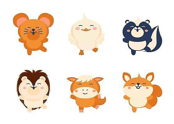 EPS 해외이미지 동물캐릭터 여러마리 일러스트 조류 사람없음 세트 말_동물 쥐 다람쥐 고슴도치 스컹크 해외일러스트 일러캐릭터 동물 캐릭터 다수 포유류 설치류 파일형식 벡터 이미지허브