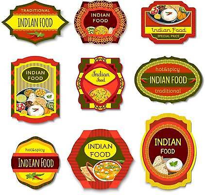 EPS 해외이미지 스티커 일러스트 밥 사람없음 세트 원형 심볼 홍고추 인도음식 카레 동남아음식 해외일러스트 도형 음식 고추 동양음식 파일형식 벡터 이미지허브