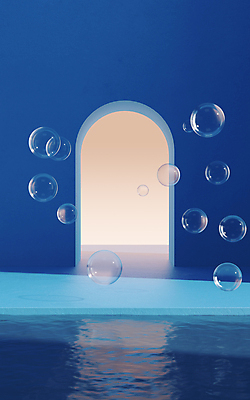 포토 JPG 해외이미지 물결 벽 백그라운드 추상 사람없음 물 파란색 3D 공간 물방울 수면 아치 해외포토 자연요소 컬러 무늬 디지털합성 파일형식 이미지허브