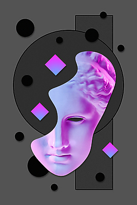 포토 JPG 해외이미지 예술 컨셉 추상 미술 사람없음 조각상 사각형 보라색 검은색 원형 팝아트 콜라주 석고상 해외포토 도형 컬러 무늬 문화예술 조형물 그림 파일형식 이미지허브