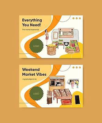 EPS 해외이미지 전신 여자 남자 빵 과일 일러스트 여러명 상반신 성인 판매 주황색 빵집 트레일러 과일가게 성인만 해외일러스트 음식 컬러 다수 사람 상점 파일형식 벡터 이미지허브