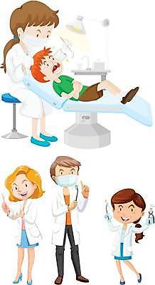 EPS 해외이미지 여자 남자 어린이 일러스트 치과 마스크 소년 여러명 성인 치아 치과의사 유니트체어 치과진료 치아건강 치위생사 구강거울 해외일러스트 직업 다수 의자 건강 병원 사람 진료 의사 소화기관 치과용품 파일형식 벡터 이미지허브