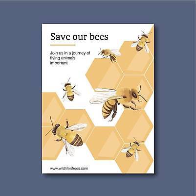 EPS 해외이미지 포스터 여러마리 일러스트 사람없음 노란색 흰색 허니콤 해외일러스트 모양 컬러 다수 파일형식 벡터 이미지허브