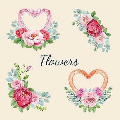 EPS 해외이미지 꽃 잎 일러스트 프레임 사람없음 노란색 하트 꽃봉오리 해외일러스트 모양 식물 컬러 파일형식 벡터 이미지허브