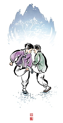 전신 PSD 나무 한국문화 한국전통 남자 어린이 겨울 일러스트 캘리그라피 붓터치 웃음 소년 두명 친구 전통놀이 추위 한복 동양화 즐거움 저고리 번짐 낙관 닭싸움 한발서기 소년만 국내일러스트 식물 동양문화 전통 계절 감정 관계 놀이 한국 표정 미술 서기 사람 전통의상 싸움 남자만 어린이만 파일형식 효과