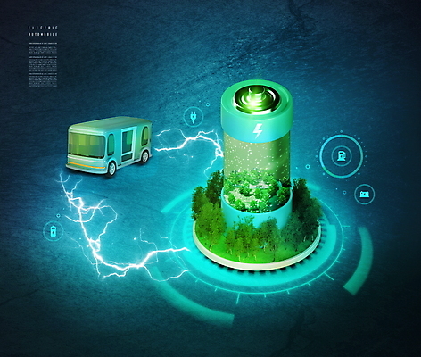 PSD 나무 편집이미지 한대 사람없음 빛 전기에너지 건전지 남색 친환경 전기자동차 홀로그램 친환경자동차 이미지편집 식물 1 컬러 자동차 환경 에너지 파일형식
