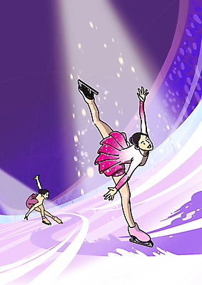 전신 PSD 여자 겨울 일러스트 겨울스포츠 성인 두명 보라색 눈 피겨스케이팅 스포트라이트 피겨선수 손뻗기 다리들기 아이스링크 피겨스케이터 성인여자만 국내일러스트 자연요소 계절 스포츠 컬러 모션 날씨 운동선수 사람 스케이팅 스케이터 여자만 성인만 파일형식