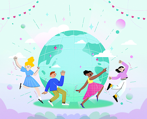 전신 서양인 외국인 백인 구름 여자 남자 지구 흑인 일러스트 새해 웃음 동양인 여러명 성인 글로벌 눈감음 점프 가리킴 춤 즐거움 다인종 신년파티 가랜드 민트색 성인만 국내일러스트 AI파일 자연요소 감정 컬러 다수 모션 문화예술 표정 사람 인종 손짓 파티 파티용품 파일형식 벡터