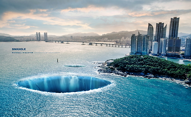 PSD 구름 편집이미지 바다 산 사람없음 파란색 강 도시 구멍 자연재해 지반침하 가교 이미지편집 자연요소 건축물 컬러 재해 파일형식