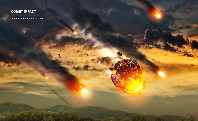 PSD 구름 편집이미지 하늘 산 사람없음 주황색 떨어짐 자연재해 먹구름 운석 이미지편집 자연요소 컬러 컨셉 재해 파일형식 구름_자연