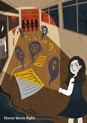 PSD 여학생 여자 실루엣 일러스트 청소년 고등학교 한명 들기 상반신 갈색 손전등 랜턴 뒤돌아보기 복도 유령 처녀귀신 무서움 악마 현관문 공포 공포영화 부적 십대여자한명만 국내일러스트 1 학생 감정 컬러 학교 모션 조명 촬영기법 사람 문 영화 여자한명만 십대여자만 파일형식