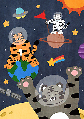 전신 PSD 별 지구 일러스트 상상 새해 세마리 앉기 사람없음 태양 우주 만세 인공위성 달 깃발 잡기 호랑이띠 호랑이 헬멧 유성 우주선 호랑이캐릭터 백호 임인년 흑호 국내일러스트 자연요소 동물캐릭터 통신 포유류 모션 3 십이지신 보호장비 파일형식 2022년 사방신