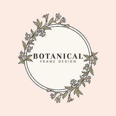 EPS 해외이미지 꽃 줄기 분홍색 잎 일러스트 프레임 타이포그라피 사람없음 원형 꽃봉오리 보테니컬아트 해외일러스트 도형 식물 문자 컬러 파일형식 벡터 이미지허브