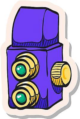 EPS 해외이미지 스티커 일러스트 사람없음 보라색 심볼 상영 영화카메라 해외일러스트 컬러 카메라 파일형식 벡터 이미지허브