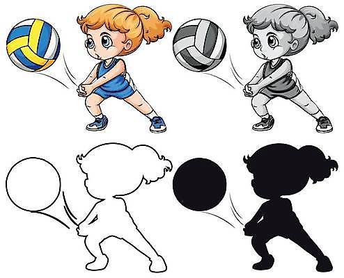 EPS 해외이미지 클립아트 실루엣 어린이 스포츠 백그라운드 일러스트 공 놀이 미술 그래픽 세트 검은색 게임 흰색 배구 그림 클립 해외일러스트 컬러 문화예술 촬영기법 사람 구기 파일형식 벡터 이미지허브