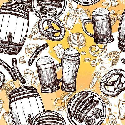 EPS 해외이미지 디자인 패턴 일러스트 유리 맥주 사람없음 바 소시지 가재 스케치 건배 보리 맥주잔 맥주통 옥토버페스트 브레첼 홉 해외일러스트 식물 무늬 술잔 재질 디저트 곡류 주류 갑각류 미술 가공식품 파일형식 벡터 이미지허브