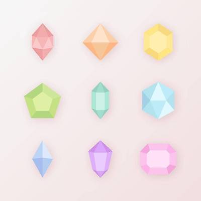 EPS 해외이미지 일러스트 사람없음 세트 크리스탈 보석 육각형 엘리먼트 입체도형 파스텔톤 해외일러스트 도형 컬러 광석 입체 파일형식 벡터 이미지허브