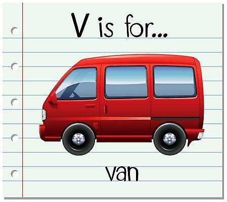 EPS 해외이미지 알파벳 영어 일러스트 자동차 영어교육 사람없음 단어 승합차 V 단어카드 해외일러스트 문자 교육 육상교통 승용차 파일형식 벡터 단어장 이미지허브