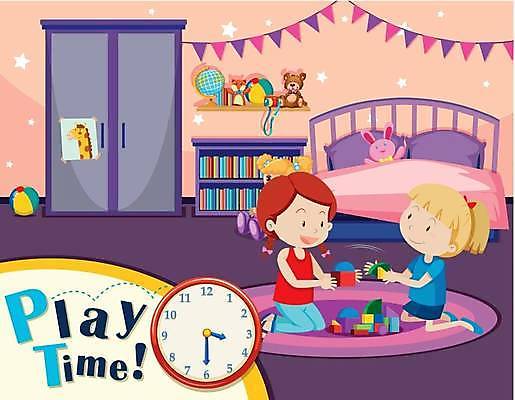 EPS 해외이미지 클립아트 캐릭터 행복 어린이 시계 백그라운드 일러스트 놀이 미술 내부 그래픽 장난감 침실 게임 침대 시간 만화 그림 클립 해외일러스트 일러캐릭터 감정 가구 문화예술 사람 파일형식 벡터 이미지허브