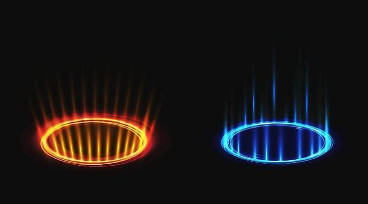 EPS 해외이미지 일러스트 바닥 사람없음 빨간색 파란색 빛 세트 게임 네온 엘리먼트 홀로그램 해외일러스트 컬러 놀이 파일형식 벡터 이미지허브