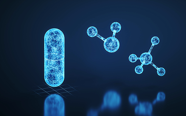JPG 해외이미지 의학 사람없음 파란색 알약 3D 분자구조모형 해외포토 포토 컬러 약 모형 디지털합성 분자구조 파일형식 이미지허브