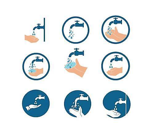 EPS 해외이미지 손 일러스트 신체부위 물 청결 물방울 심볼 수도꼭지 손씻기 해외일러스트 자연요소 사람 위생 씻기 파일형식 벡터 이미지허브