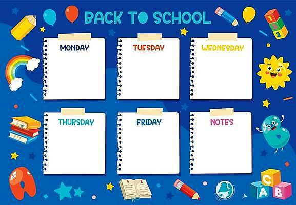 EPS 해외이미지 템플릿 학생 디자인 배너 교육 행복 종이 어린이 일러스트 텍스트 학교 프레임 소년 책 스터디 사무실 다이어리 쪽지 공백 유치원 달력 시간 일주일 시간표 계획 만화 주말 페이지 월요일 초보 해외일러스트 남자 감정 컨셉 비즈니스 사람 학습 사무용품 요일 파일형식 벡터 이미지허브