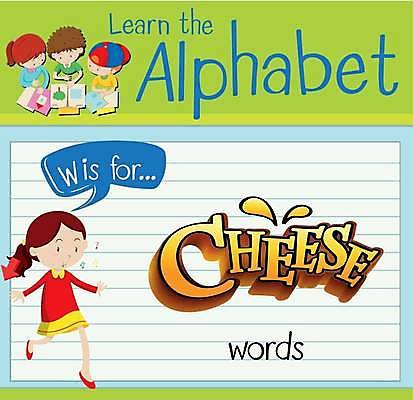 EPS 해외이미지 전신 알파벳 영어 여자 남자 어린이 말풍선 일러스트 치즈 영어교육 소녀 소년 여러명 상반신 단어 W 단어공부 단어카드 어린이만 해외일러스트 문자 교육 다수 유제품 사람 학습 파일형식 벡터 단어장 이미지허브