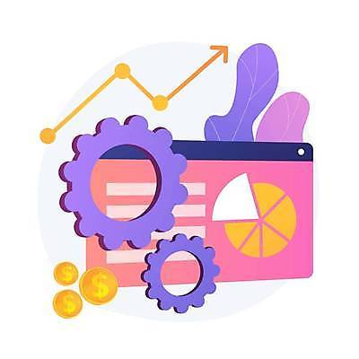 EPS 해외이미지 화살표 잎 일러스트 비즈니스 그래프 사람없음 동전 자료 톱니바퀴 상승 해외일러스트 식물 컨셉 돈 파일형식 벡터 이미지허브