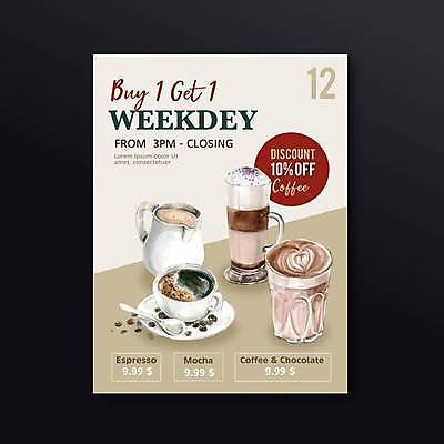 EPS 해외이미지 포스터 일러스트 사람없음 컵 세일 카페 원두 커피잔 티스푼 컵받침 메뉴판 에스프레소 라떼 라떼아트 모카 베이지색 프라푸치노 해외일러스트 식기 커피 컬러 잔 상점 숟가락 받침대 그림 파일형식 벡터 이미지허브