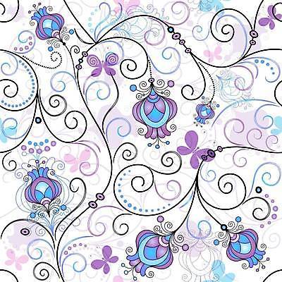 EPS 해외이미지 디자인 꽃 줄기 나비 백그라운드 꽃무늬 여러마리 일러스트 사람없음 보라색 화려 해외일러스트 식물 컬러 다수 곤충 컨셉 무늬 파일형식 벡터 이미지허브