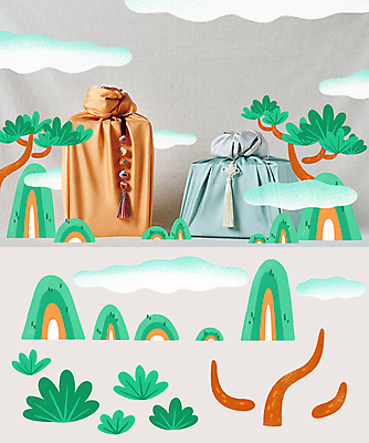 PSD 구름 편집이미지 한국전통 명절 스티커 포토일러 산 사람없음 초록색 설날 회색 나뭇가지 보자기 소나무 오브젝트 보따리 노리개 솔잎 명절선물 설선물 이미지편집 자연요소 나무 전통 기념일 컬러 잎 전통소품 한국 선물 파일형식 천_직물