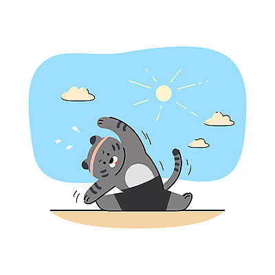 구름 한마리 다이어트 일러스트 새해 앉기 사람없음 건강관리 헬스 스트레칭 머리띠 호랑이 결심 호랑이캐릭터 홈트레이닝 흑호 국내일러스트 AI파일 자연요소 1 동물캐릭터 컨셉 장신구 포유류 모션 건강 관리 운동 파일형식 벡터