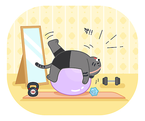 한마리 다이어트 일러스트 새해 사람없음 눕기 노란색 건강관리 헬스 아령 매트 호랑이 짐볼 호랑이캐릭터 전신거울 케틀벨 홈트레이닝 흑호 국내일러스트 AI파일 1 컬러 동물캐릭터 포유류 모션 건강 관리 운동 거울 파일형식 벡터
