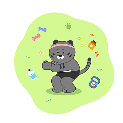 한마리 다이어트 일러스트 새해 서기 사람없음 초록색 알약 건강관리 헬스 아령 호랑이 물통 호랑이캐릭터 손뻗기 영양제 케틀벨 스쿼트 홈트레이닝 흑호 맨몸운동 국내일러스트 AI파일 1 컬러 동물캐릭터 포유류 모션 건강 관리 운동 약 파일형식 벡터 운동자세