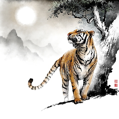 PSD 한마리 응시 일러스트 캘리그라피 밤하늘 붓터치 새해 산 서기 사람없음 보름달 소나무 호랑이띠 호랑이 동양화 언덕 번짐 낙관 2022년 달무리 임인년 국내일러스트 나무 1 시선 포유류 모션 하늘 미술 달 십이지신 야간 연도 파일형식 효과